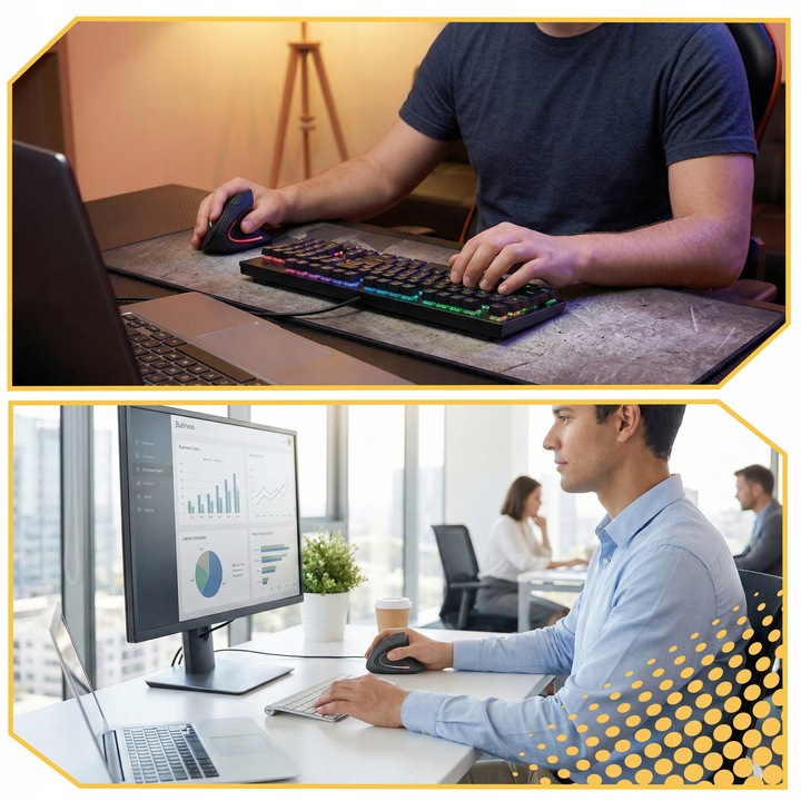 MYSZKA BEZPRZEWODOWA ERGONOMICZNA PIONOWA MYSZ WERTYKALNA do KOMPUTERA PC Kolor czarny
